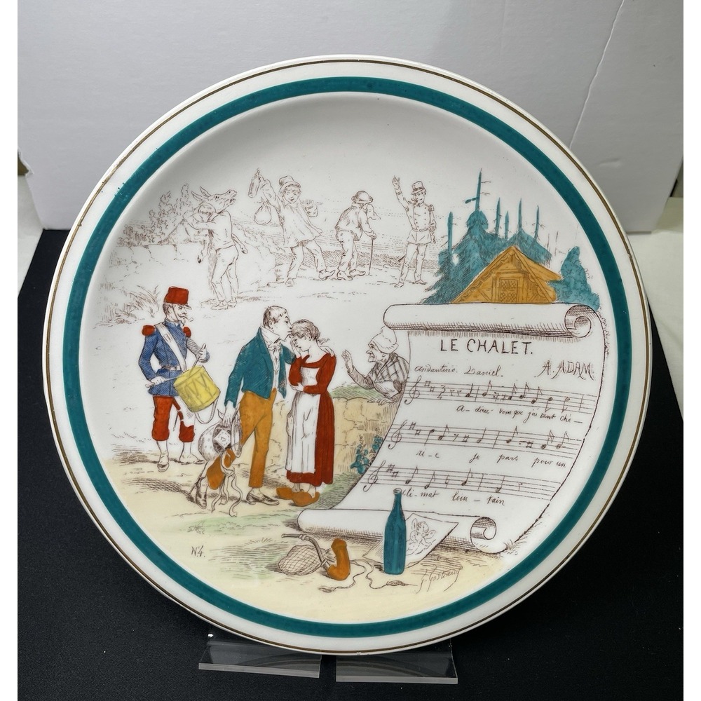 Antique 1880s French Terre de Fer Porcelain No. 4 Signed & Marked Plate See Desc
